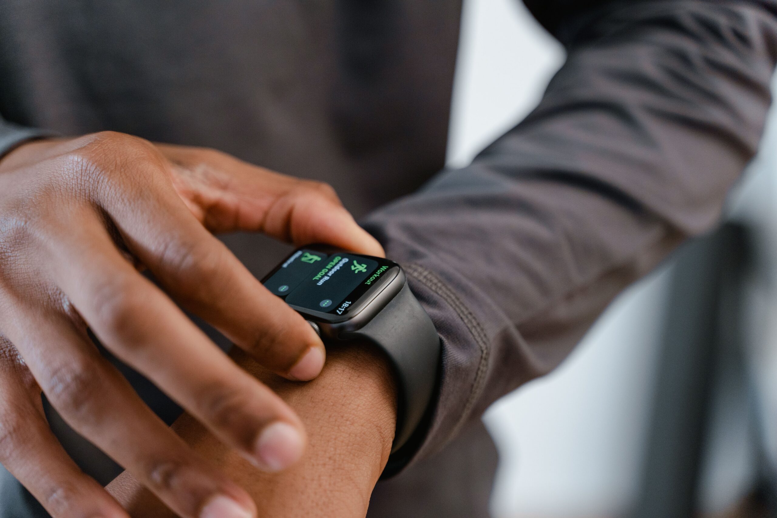 Wearable technology: smartwatch tracking fitness on a wrist