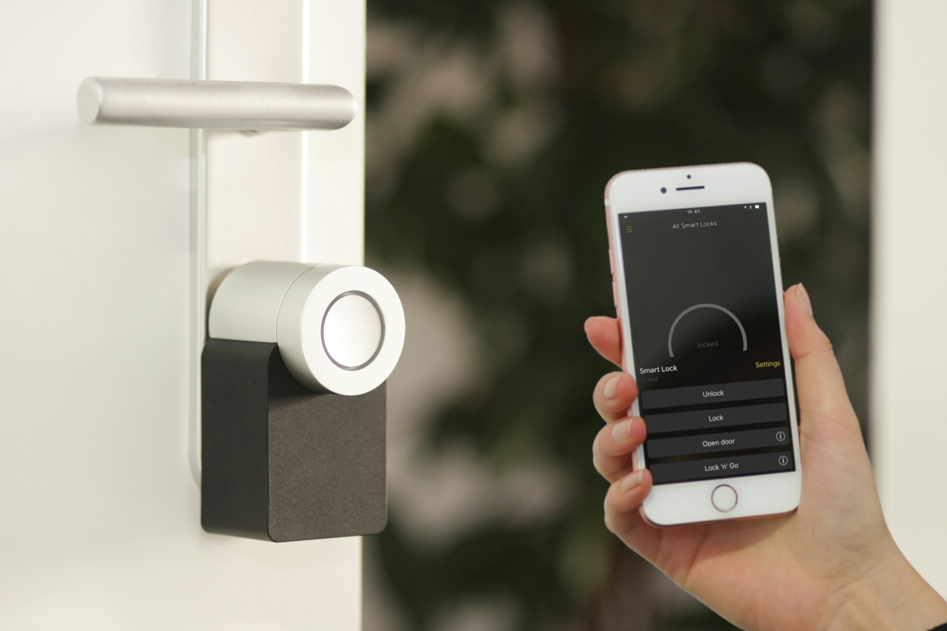 Smart door lock controlled by smartphone app in smart home devices news